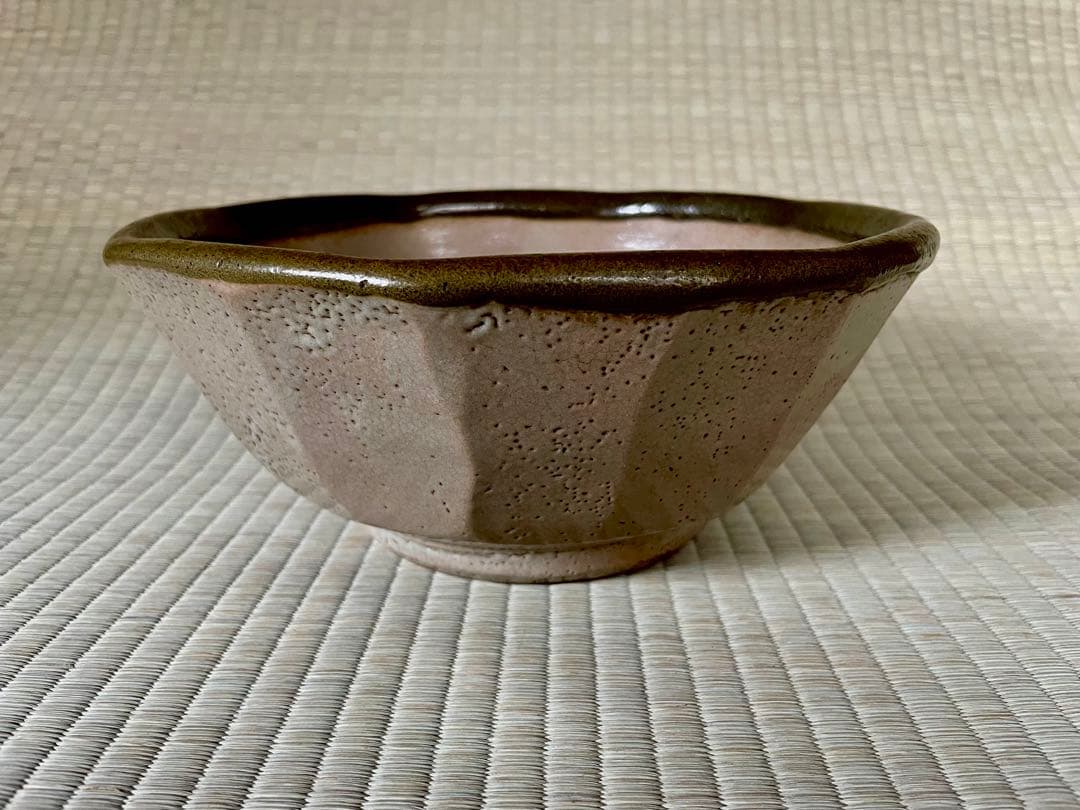 浜田庄司　地掛緑黒面取 大鉢