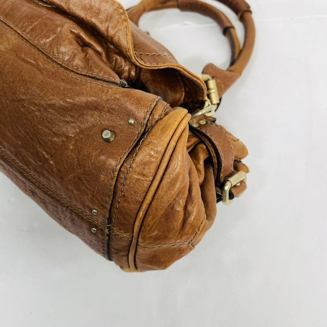 希少 Chloé クロエ パディントン レザー ハンドバッグ パドロック 茶
