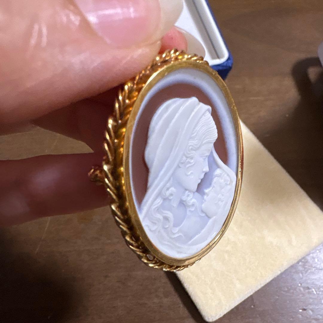 値下げ@カメオ　k18刻印あり　ブローチ