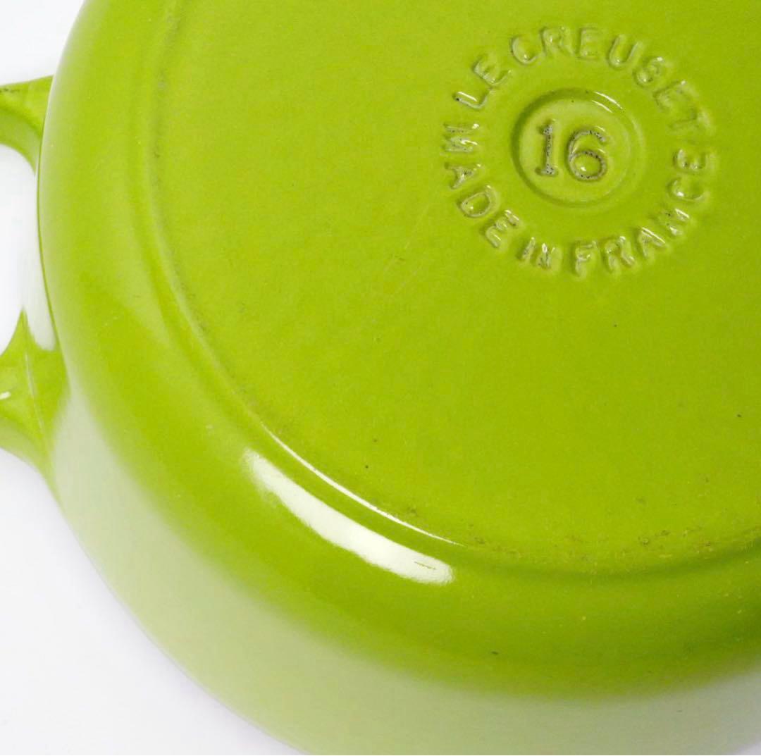 【美品】LE CREUSET　ココット ロンド フルーツグリーン　16cm