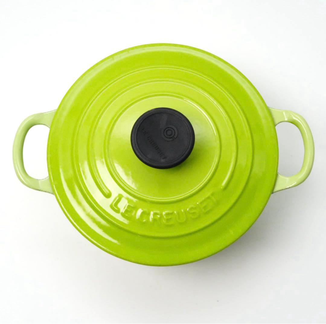 【美品】LE CREUSET　ココット ロンド フルーツグリーン　16cm