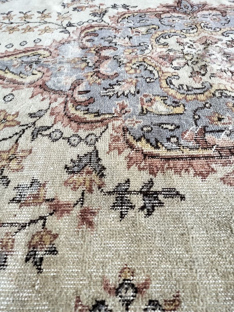 超大判/ベージュと淡いグレーのヴィンテージラグ　雅姫さんNo.636