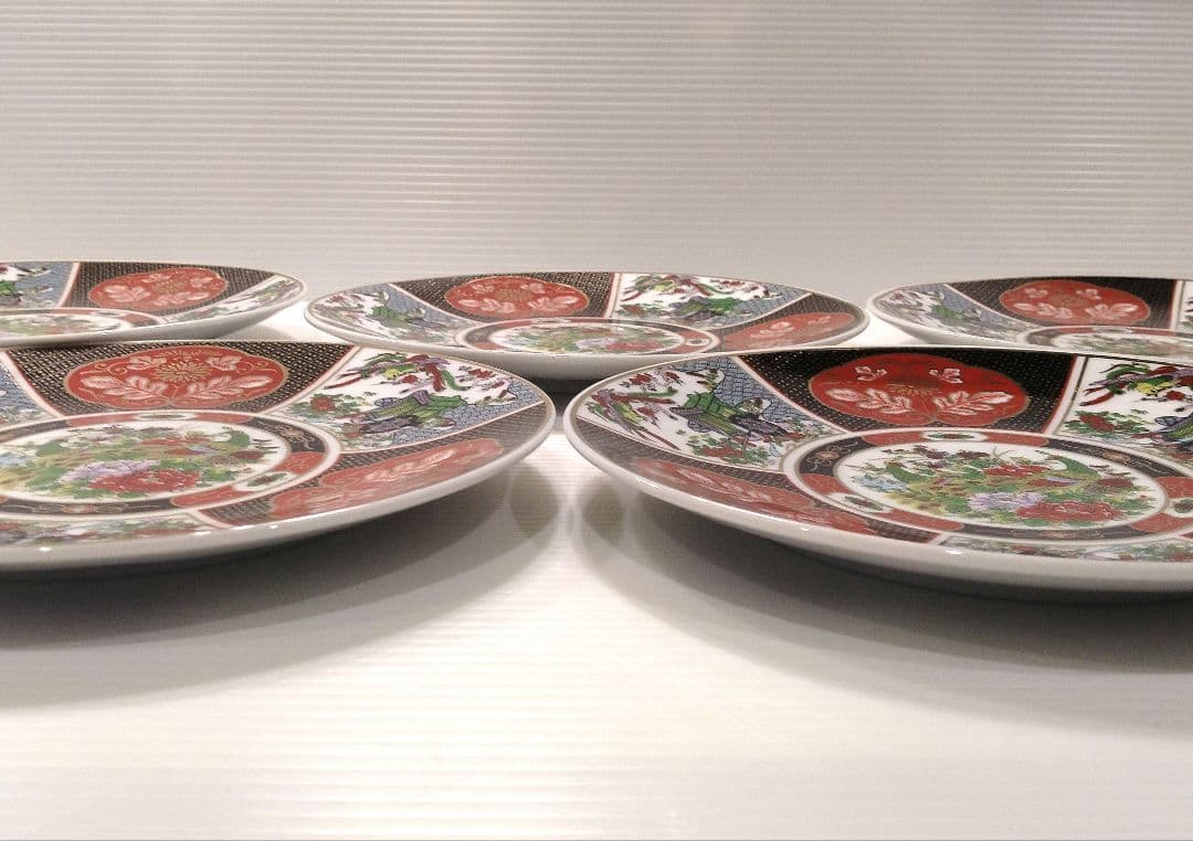 古伊万里 金襴手 金彩 色絵 色錦 花鳥文様 豪華絢爛 中皿 大皿 22cm