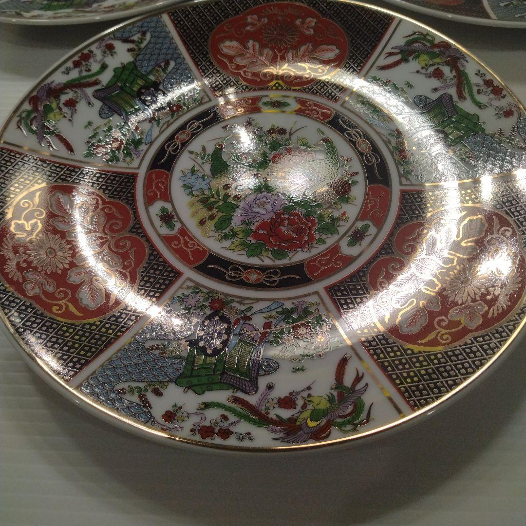 古伊万里 金襴手 金彩 色絵 色錦 花鳥文様 豪華絢爛 中皿 大皿 22cm