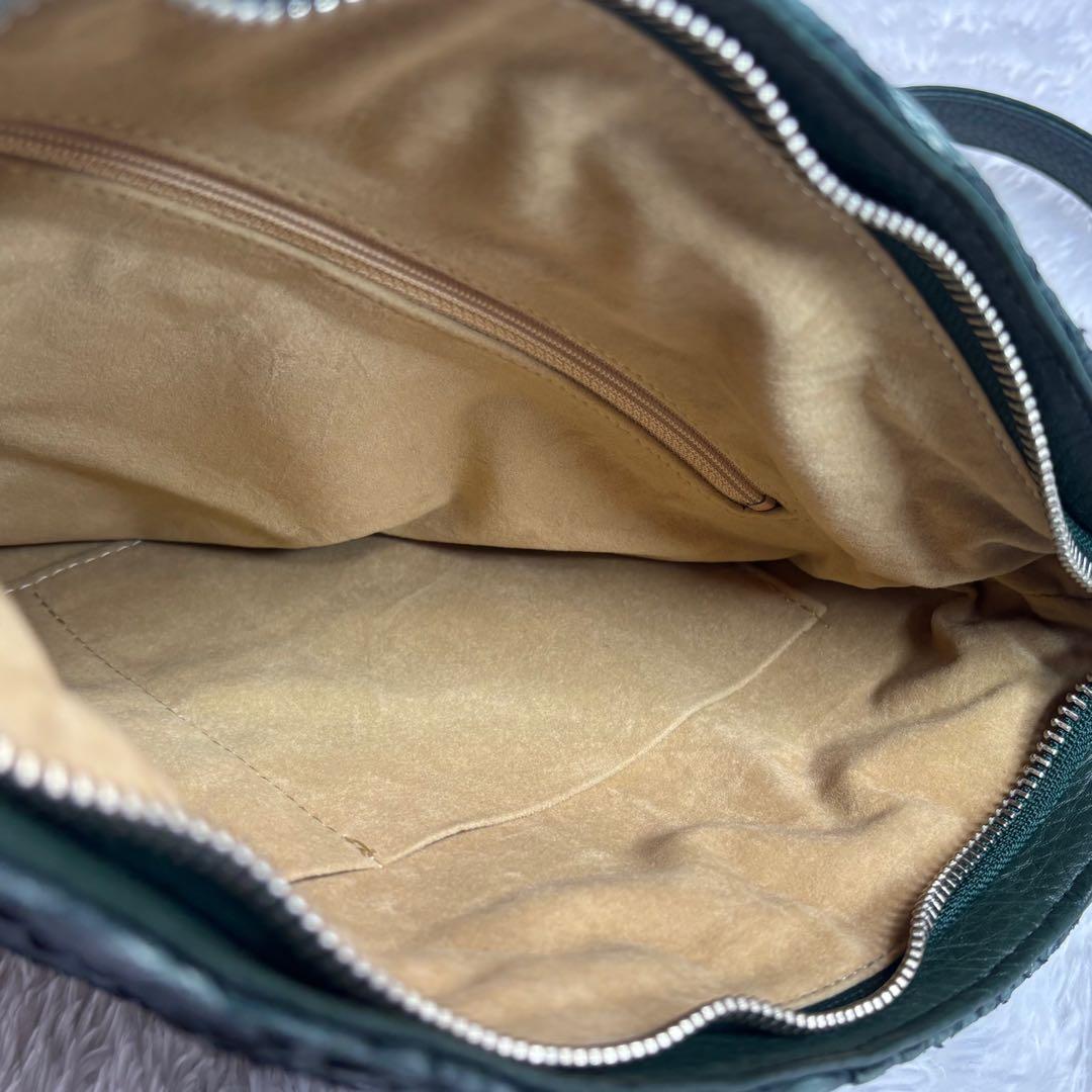 JRA公認 最高級パイソン本革 ショルダーバッグ 大容量 緑黒 縁起物 日本製