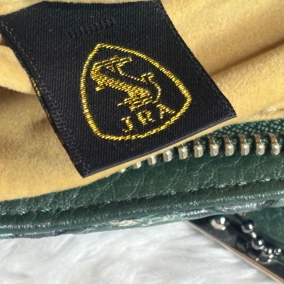 JRA公認 最高級パイソン本革 ショルダーバッグ 大容量 緑黒 縁起物 日本製