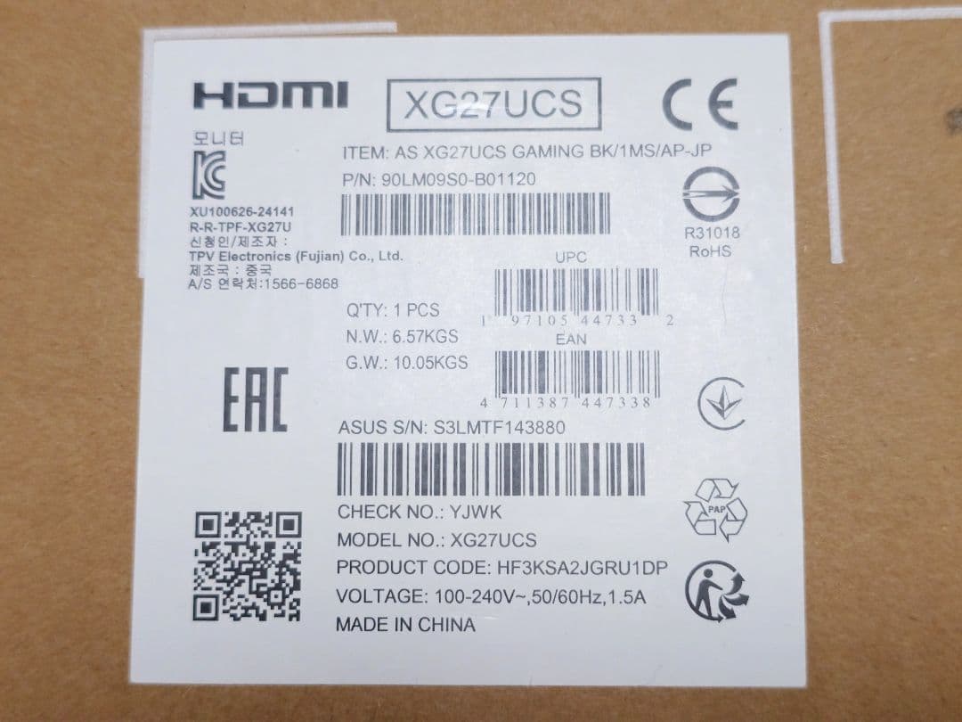 ASUS ROG STRIX XG27UCS ゲーミングモニター 4K