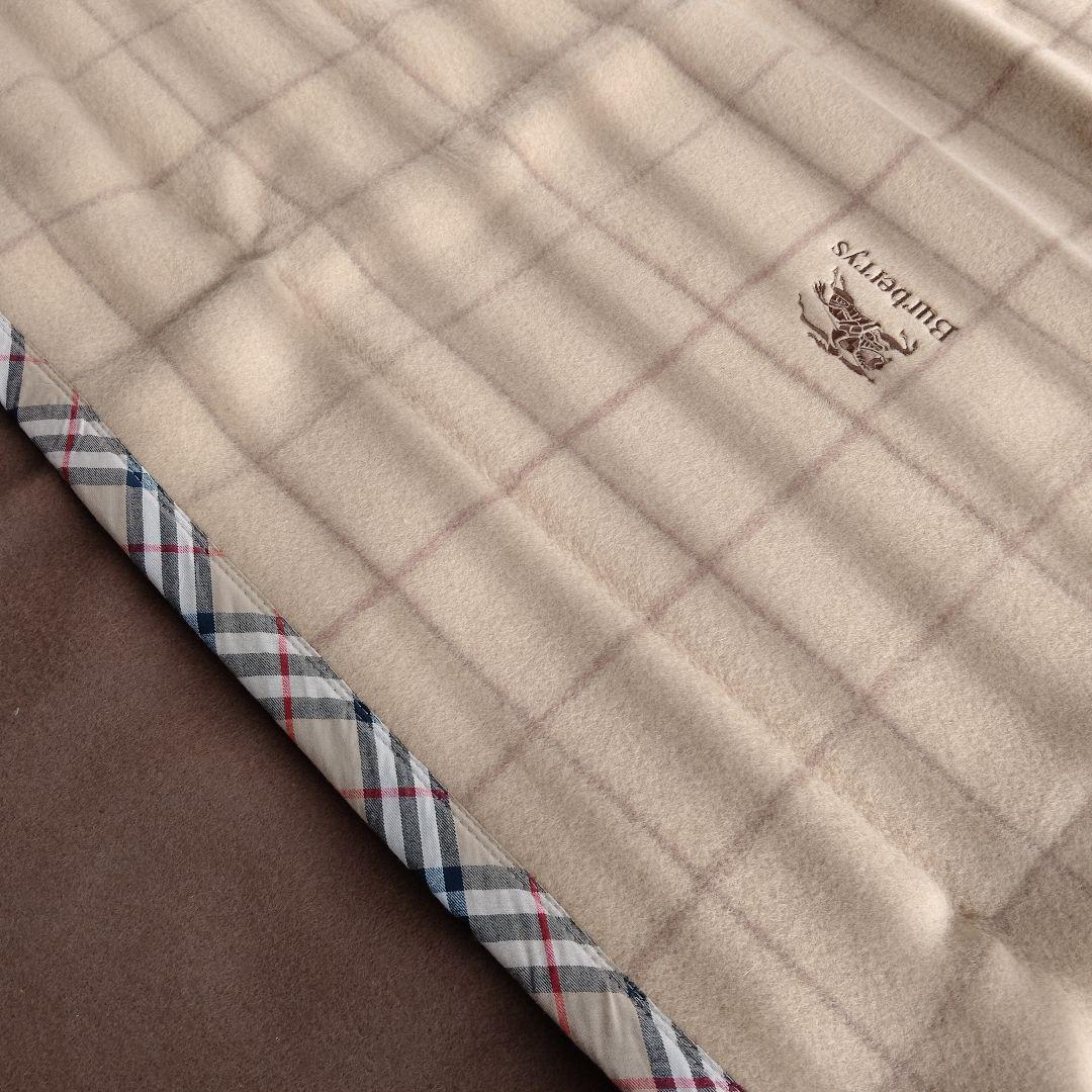 新品　バーバリー　毛布　ウール100%　茶系　ノバチェック