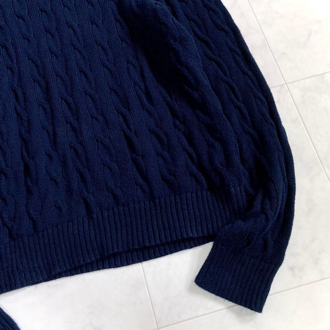 美品 ポロラルフローレン 現行タグ ケーブルニット ネイビー Lサイズ コットン
