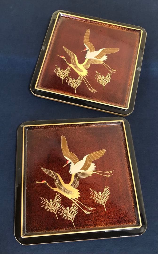 《R》黒内梨地 総蒔絵 螺鈿 南天 鶴若松 四段重 替蓋 260121き6