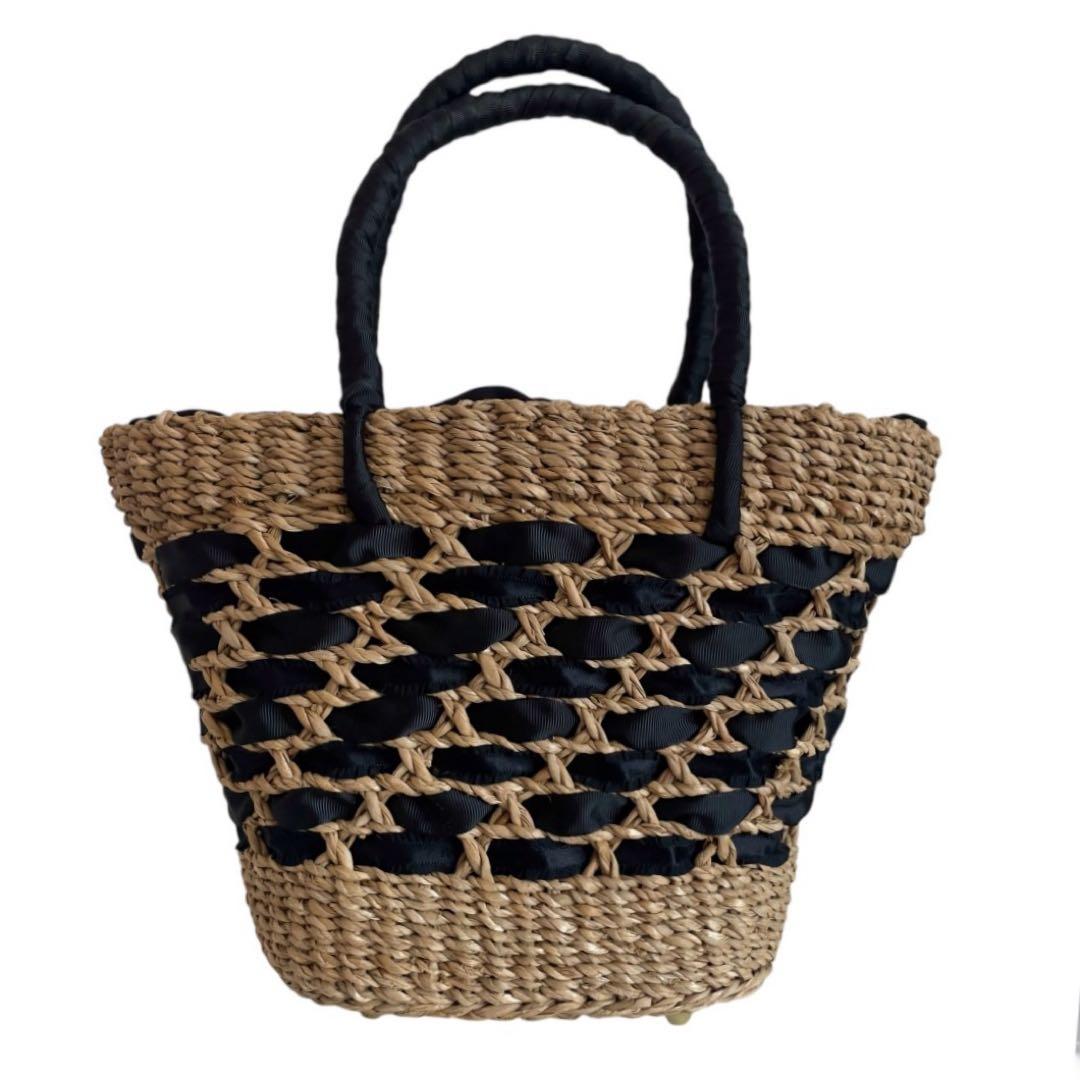 トッカ TOCCA リボン かごバッグ ハンドバッグ ブラウン 黒