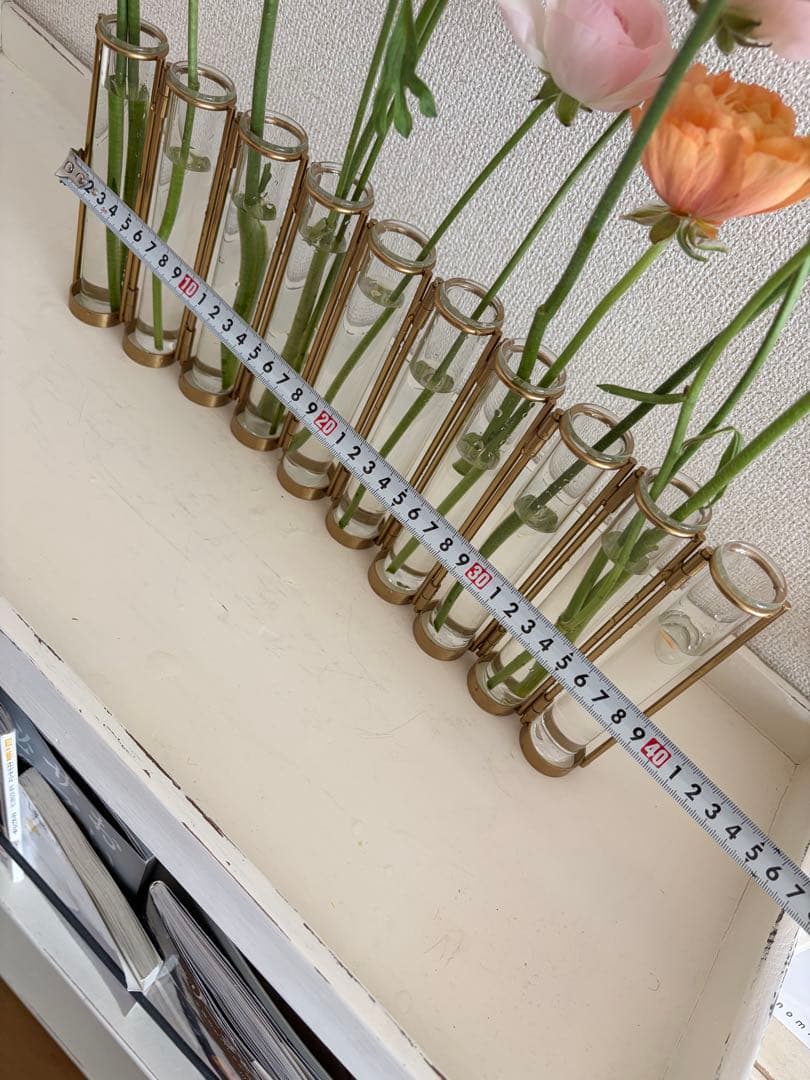 真鍮　試験管型　フラワーベース 10本連結　四月の花器風