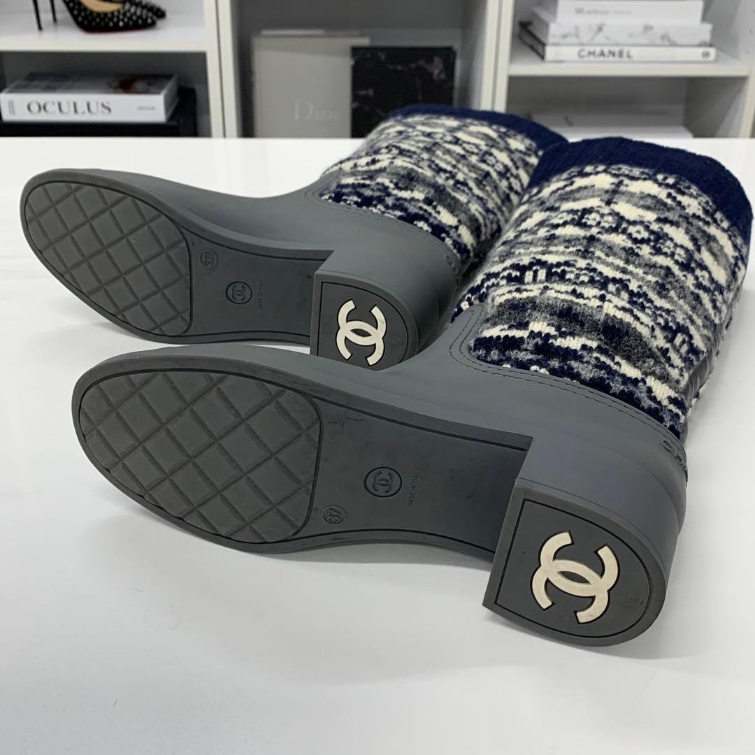 シャネル ラバー ニット ココマーク ノルディック ロングブーツ