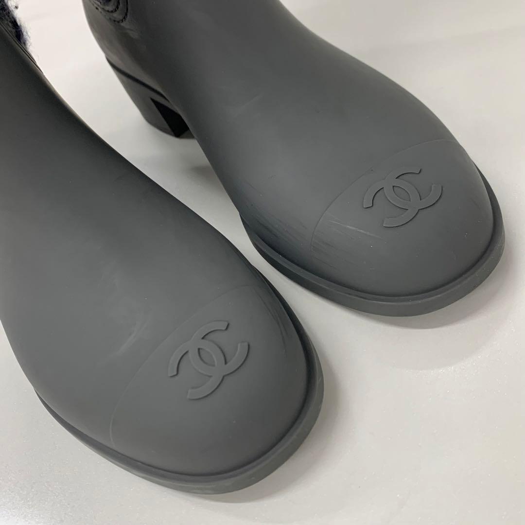シャネル ラバー ニット ココマーク ノルディック ロングブーツ