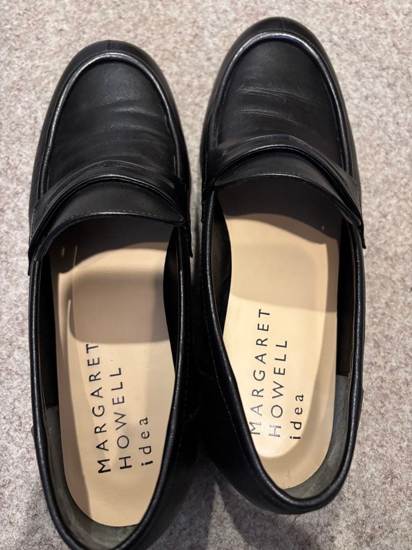 MARGARET HOWELL 黒 レザー ペニーローファー