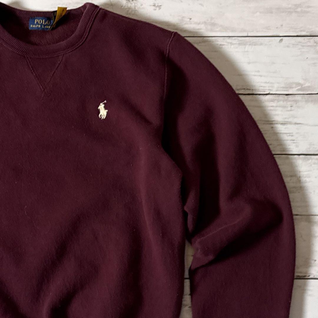 こ*わ様 ポロラルフローレン スウェット M ボルドー ワンポイント 刺繍 前V