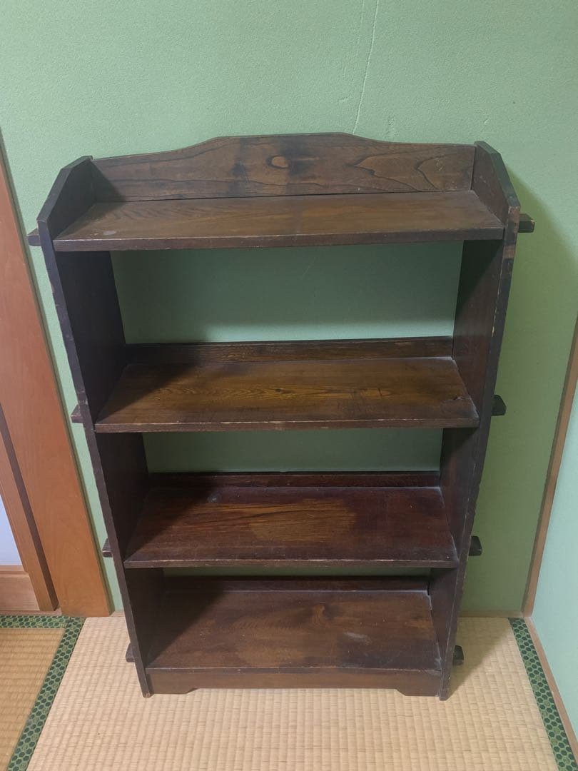 アンティーク 木製ラック シェルフ クサビ棚 本棚 飾り棚 和モダン