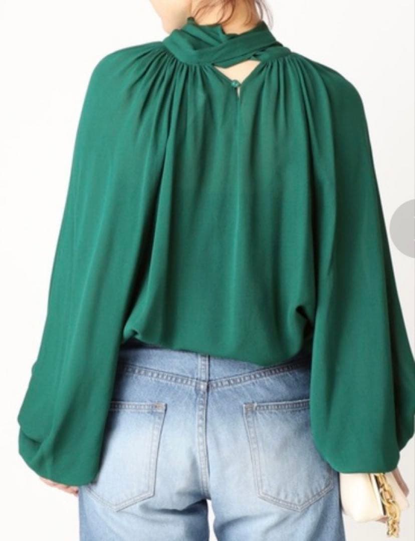 美品★ドゥーズィーエムクラス GGシルクブラウス★グリーン