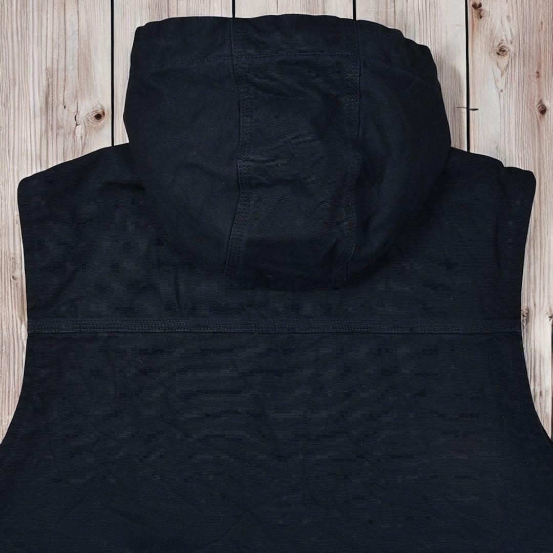 12M534◯ Carhartt ブラック フーディー ダックベスト ジャケット
