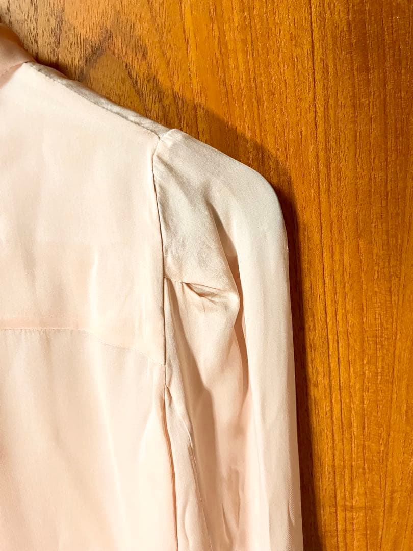 PRADA リボン付きブラウス 38 薄いピンク　シルク素材　Sサイズ