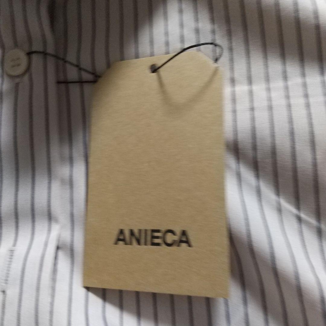 ANIECA タグ付き未使用ストライプエンブレムシャツベージュ オーバーサイズ