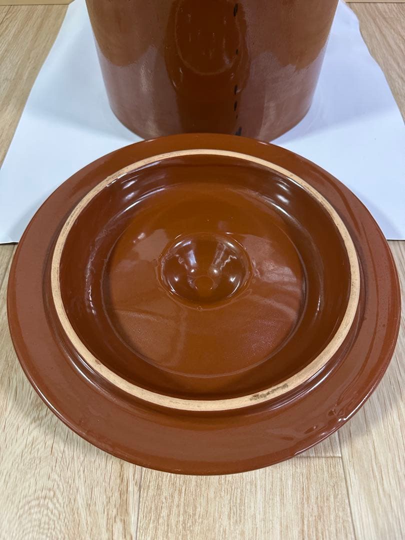 常滑焼/味噌蓋付かめ8号？日本製/梅干/味噌/漬物 漬物容器　大