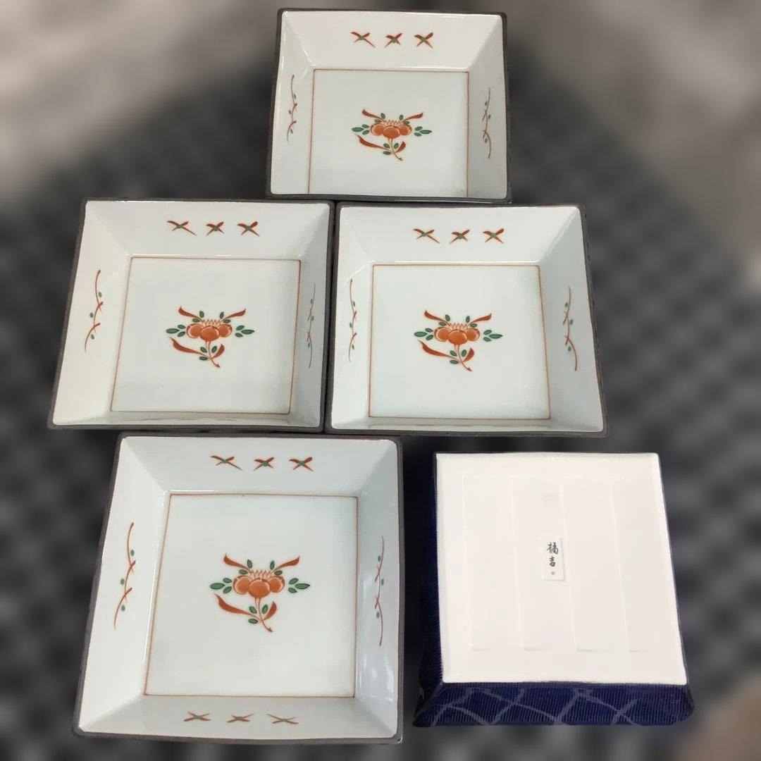 たち吉　呉須赤絵　煮物鉢　赤絵角　花数寄　赤絵皿　花あわせ　橘吉まとめ売り