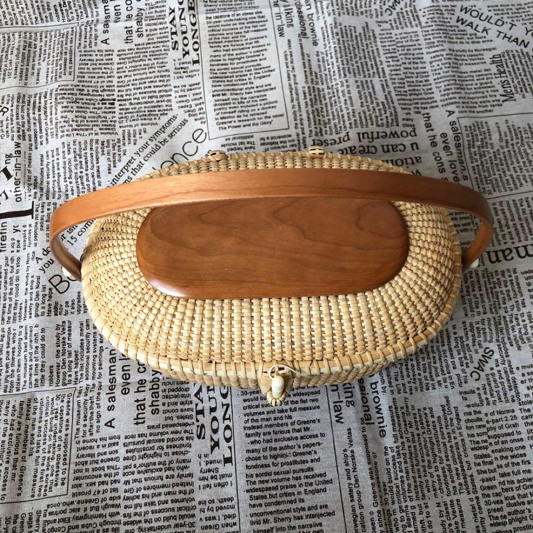 高級藤編バスケット 手提げ 和服コーデ ハンドメイド ピクニックバスケット