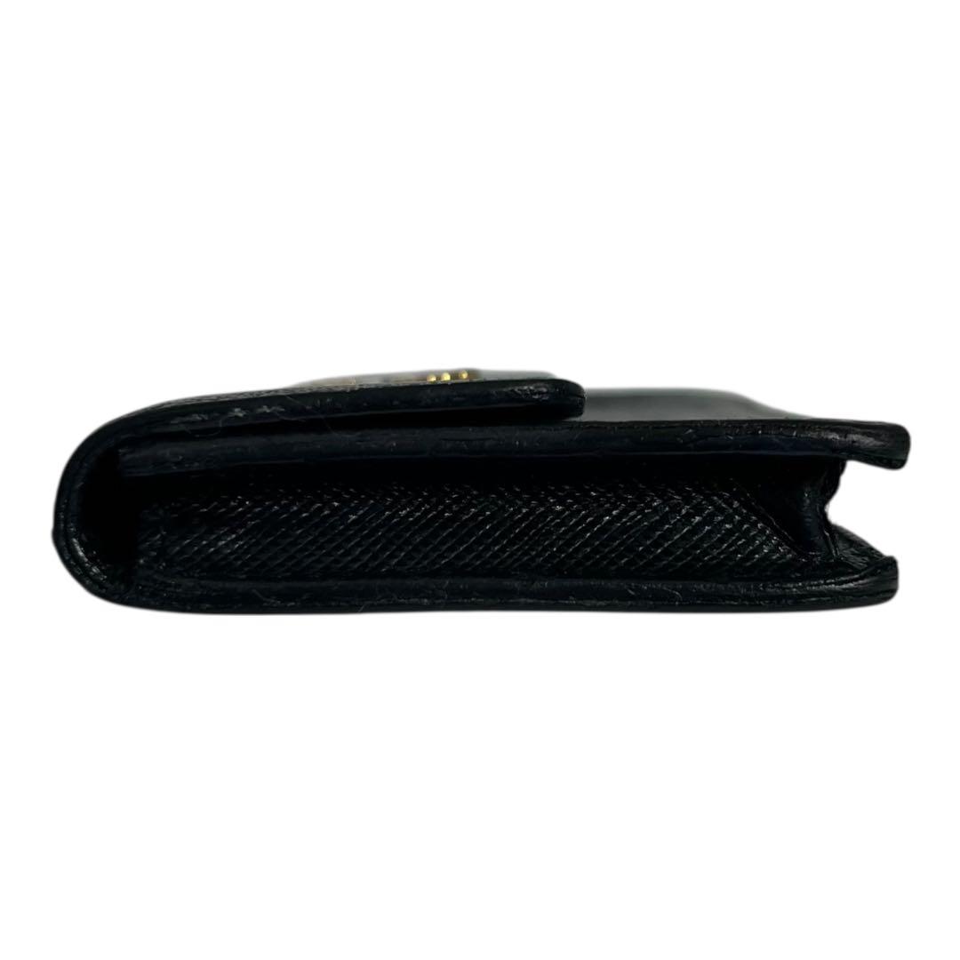 希少✨プラダ カードケース 名刺入れ サフィアーノレザー ロゴ金具 ブラック