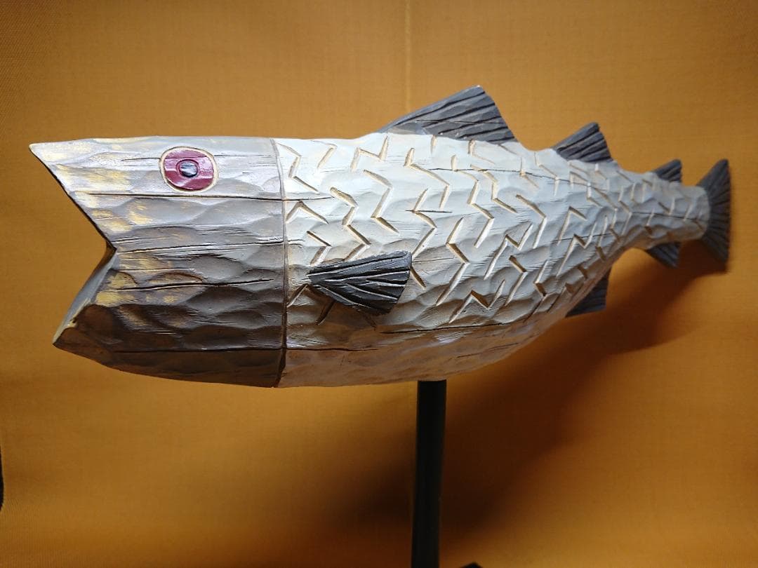 【美品】大型　魚　彫像　オブジェ　置物　インテリア　工芸品　美術品　A3218