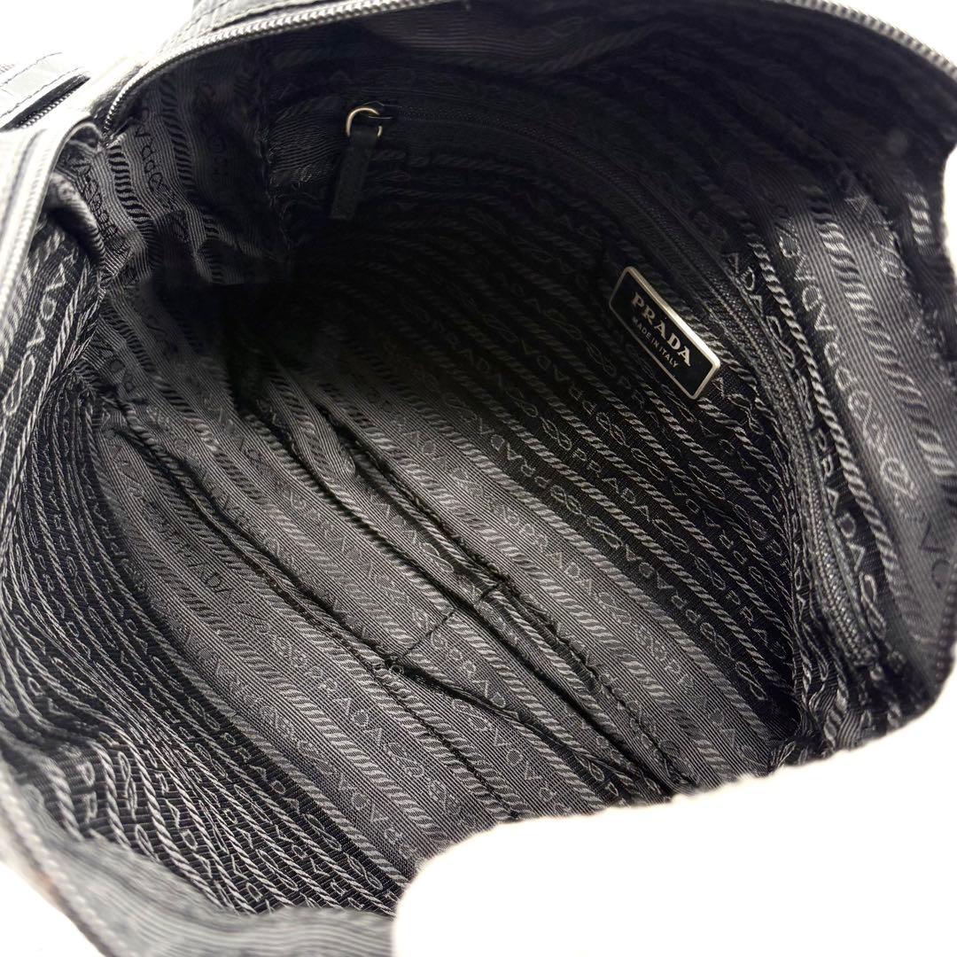 美品✨プラダ ショルダーバッグ ナイロン レザー 三角ロゴ 白タグ ギャランティ
