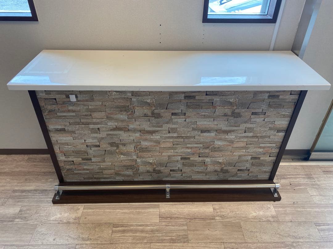 カウンターテーブル ホワイト ストーン調