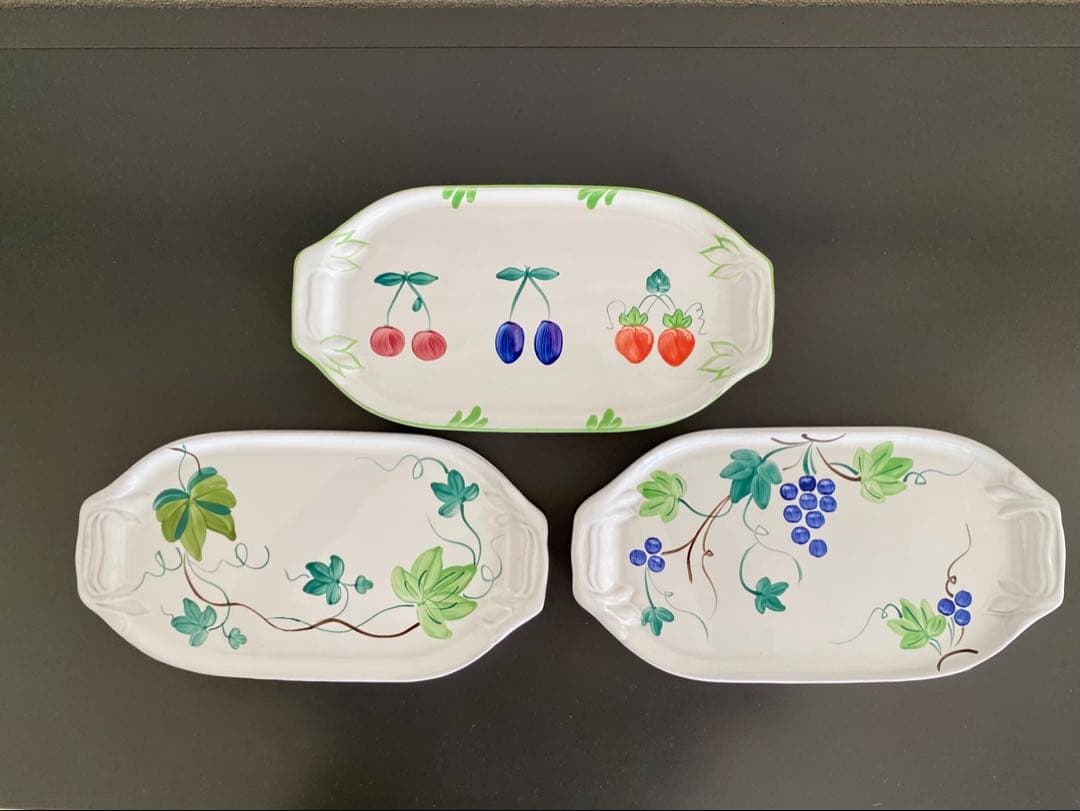 廃盤1990年代　ヘレンド ヴィレッジポッタリー トレイ3枚セット　ハンガリー製