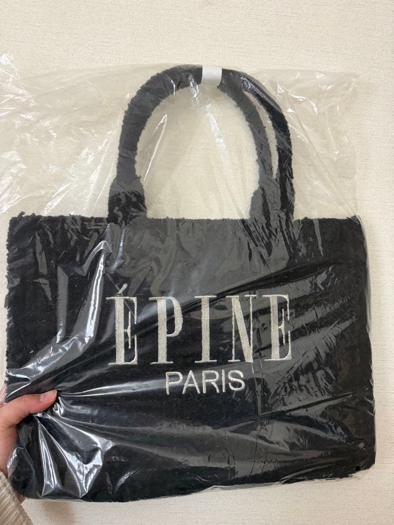 エピヌ　ツイード　トートバッグ　ブラック