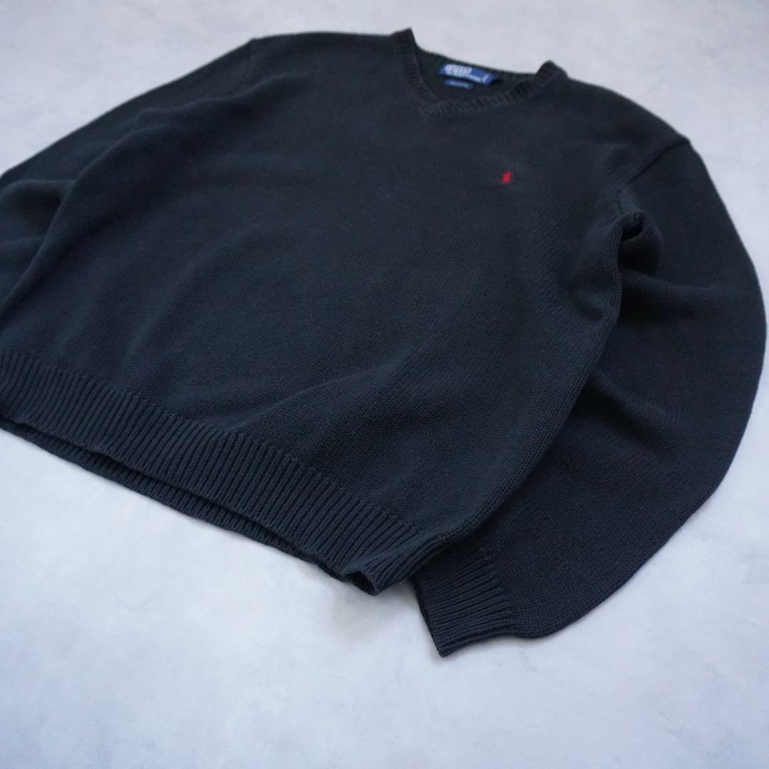【90s〜】poloralphlauren ラルフローレンVネックコットンニット