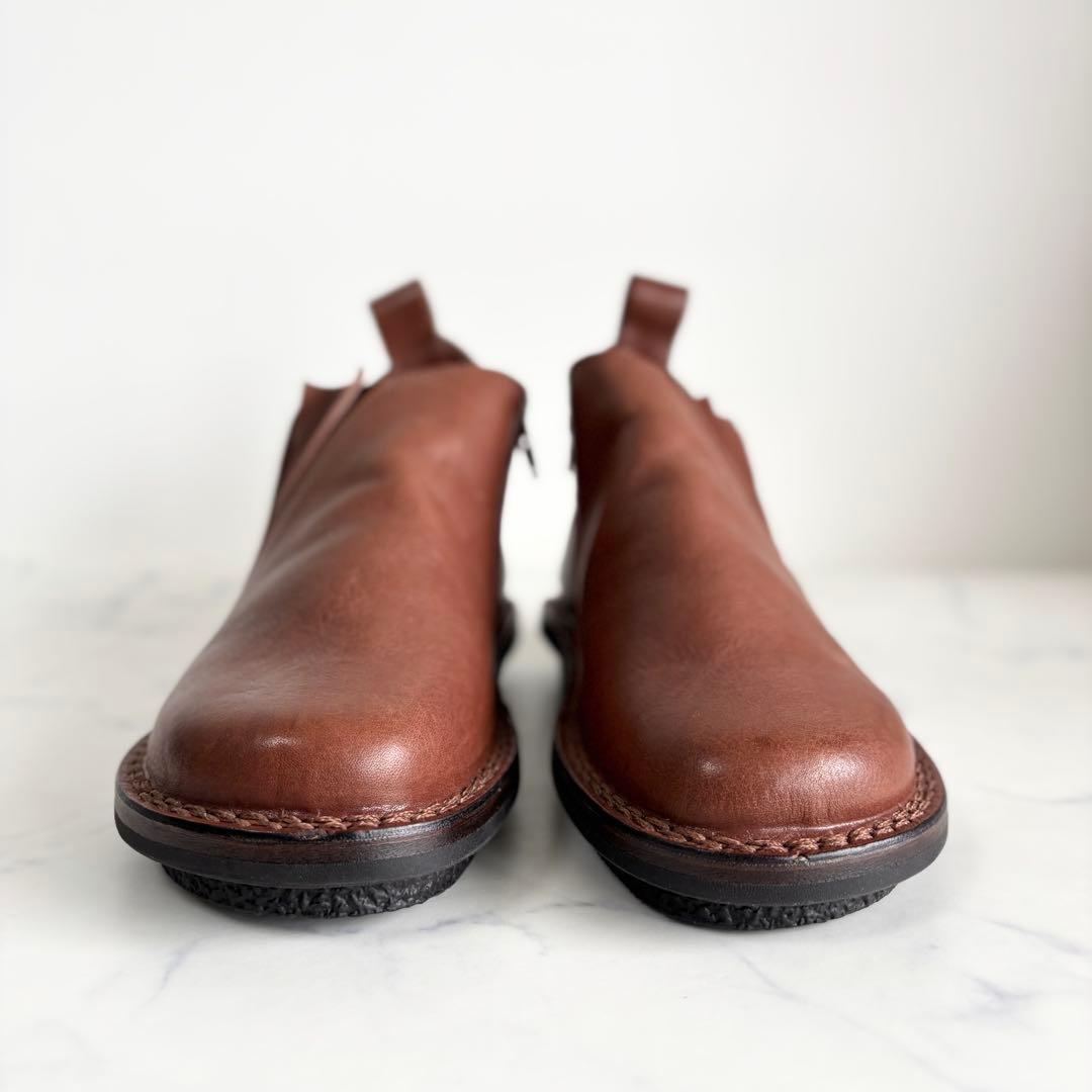 極美品 トリッペン キンキー ショートブーツ サイドゴア レザー ブラウン