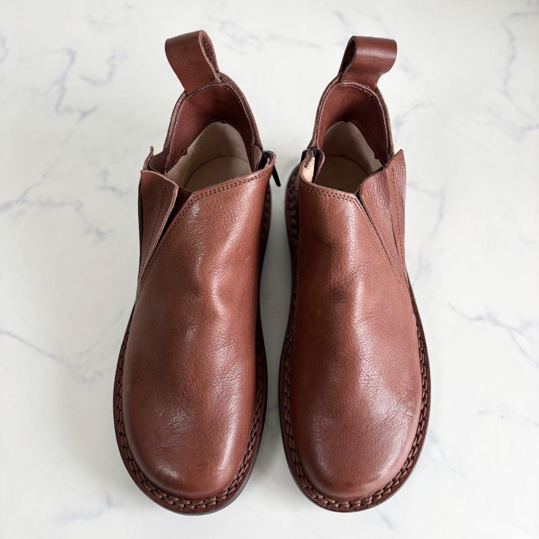 極美品 トリッペン キンキー ショートブーツ サイドゴア レザー ブラウン