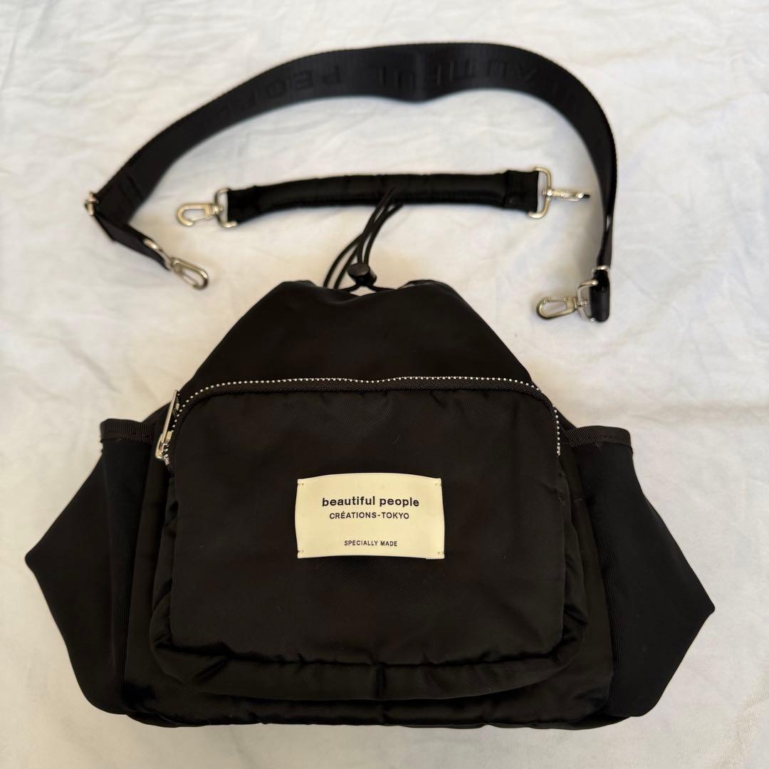 美品 beautiful people ナイロン巾着バッグ STUDIOUS別注