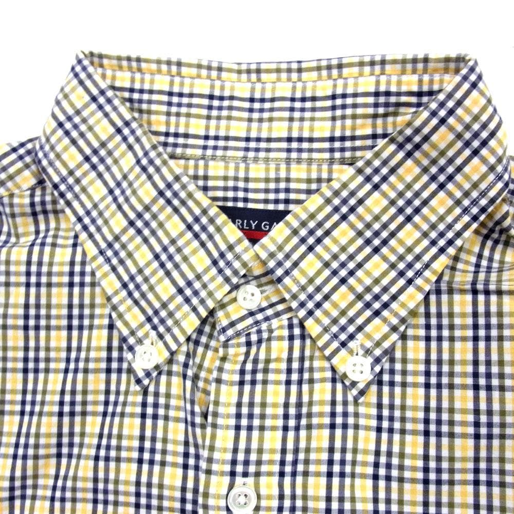 ✈ パーリーゲイツ　長袖 シャツ　チェック　総柄　刺繍　メンズ LL　ゴルフ　綿
