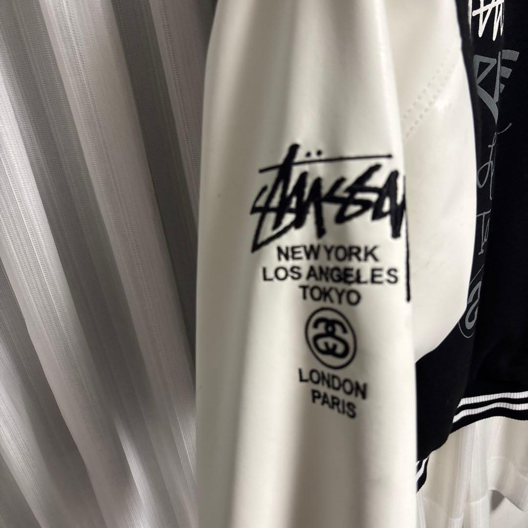 Stussy スタジャン 黒/白