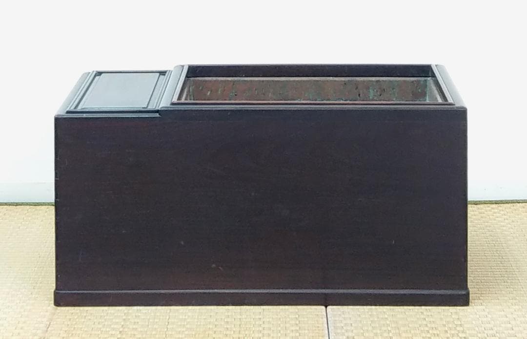 木製 唐木 紫檀 総無垢 長火鉢 関東火鉢 囲炉裏 五徳 灰付き 幅66cm