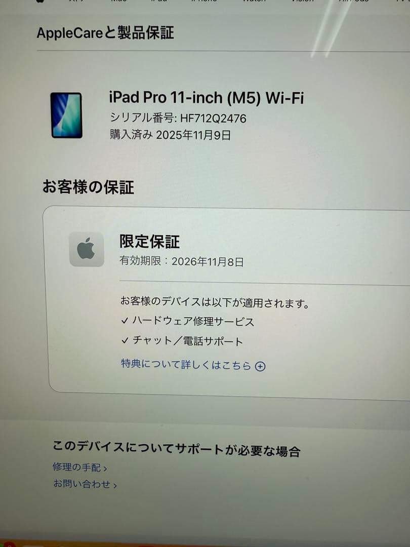 新品同様 iPad Pro M5 11インチ 256GB 2025年モデル