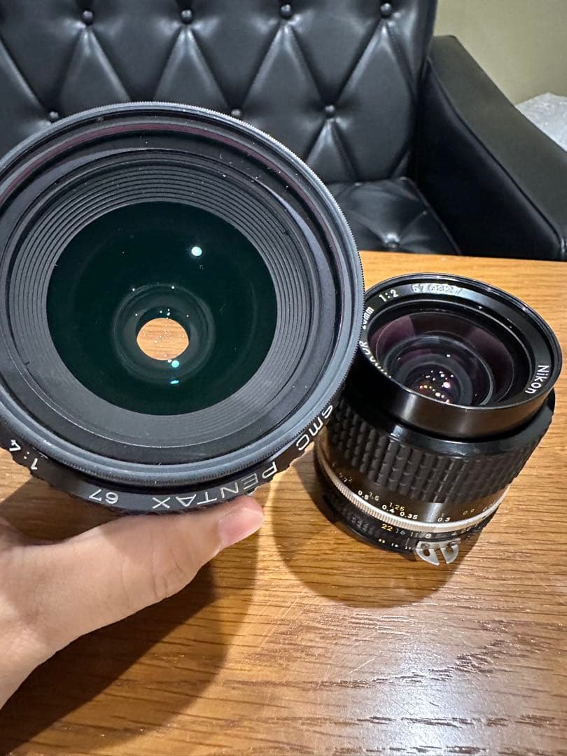 pentax 67 55mm と nikon 28mm レンズセット