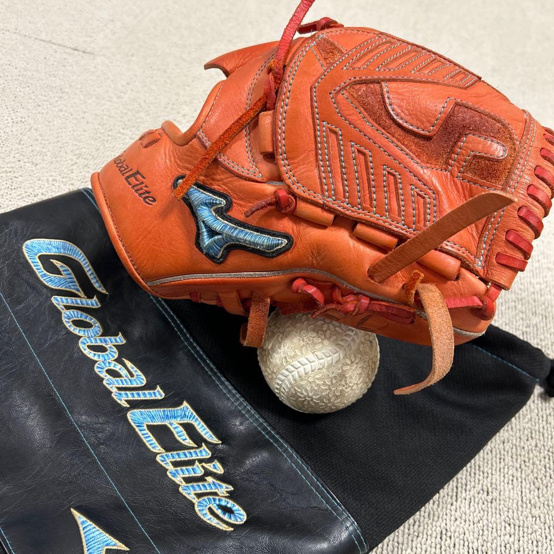 【ミズノ】グローバルエリート軟式投手用　グラブ　ダイバーシティブルー　専用袋付き