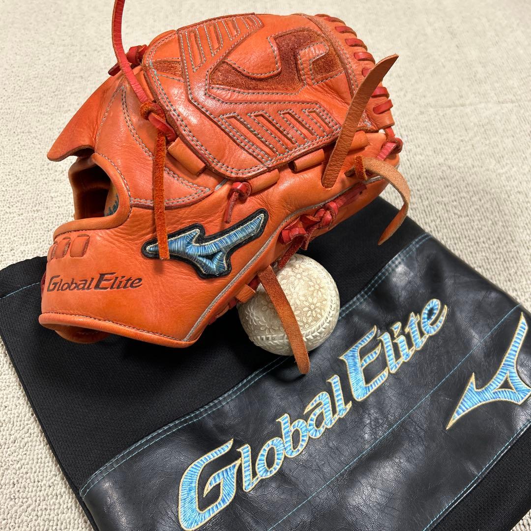 【ミズノ】グローバルエリート軟式投手用　グラブ　ダイバーシティブルー　専用袋付き