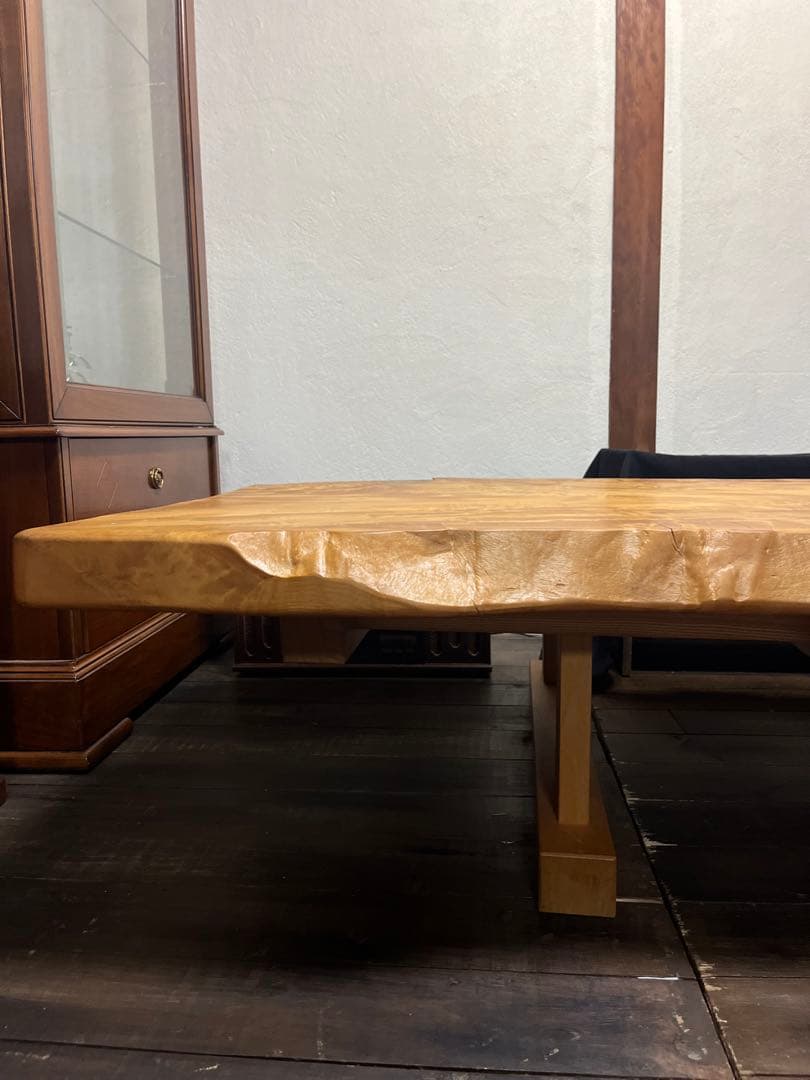 KM 天然木 白栃一枚板テーブル 高級家具