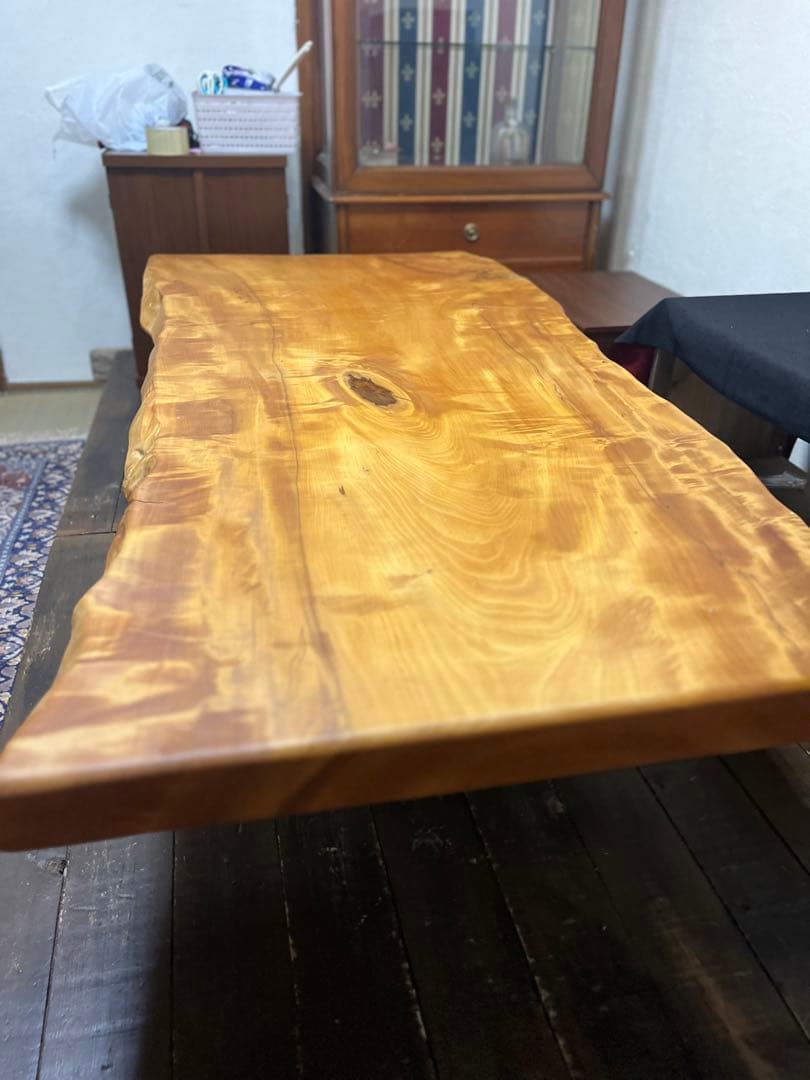KM 天然木 白栃一枚板テーブル 高級家具