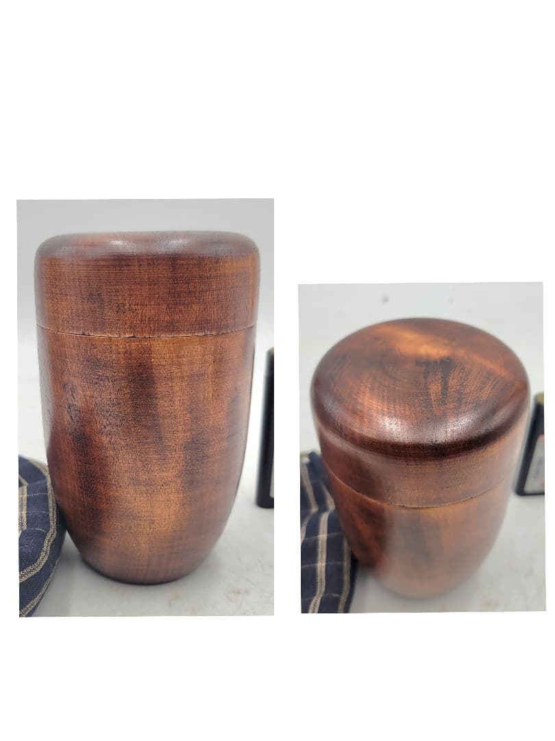 膳所焼　茶入れ　挽家　仕服　合わせ箱　時代物　茶道具　骨董品、美術品