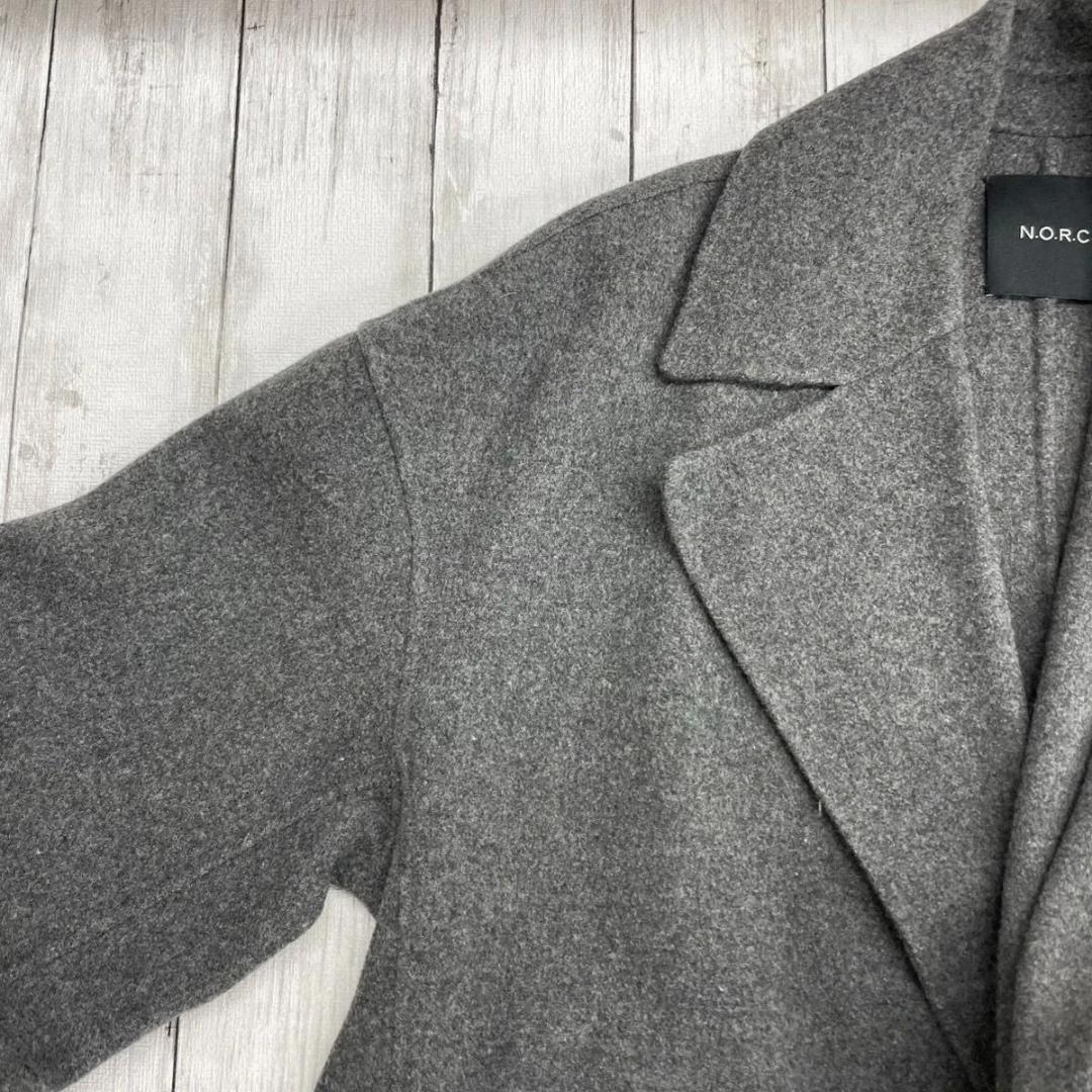 【 N.O.R.C 】ウール メルトン ロング リバー コート チャコール