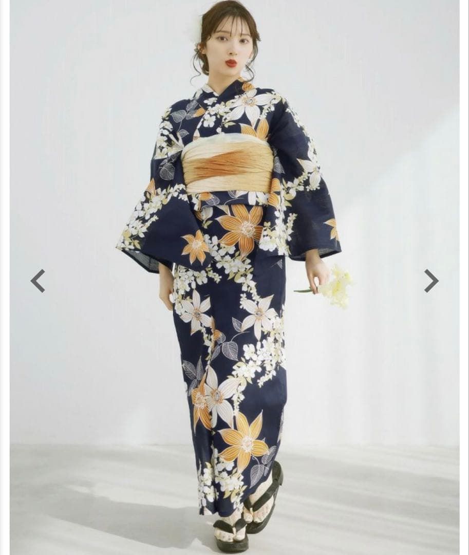 DITA 2025 浴衣 着物 帯 下駄3点セット F 幻想鏡花水月(柑橘)